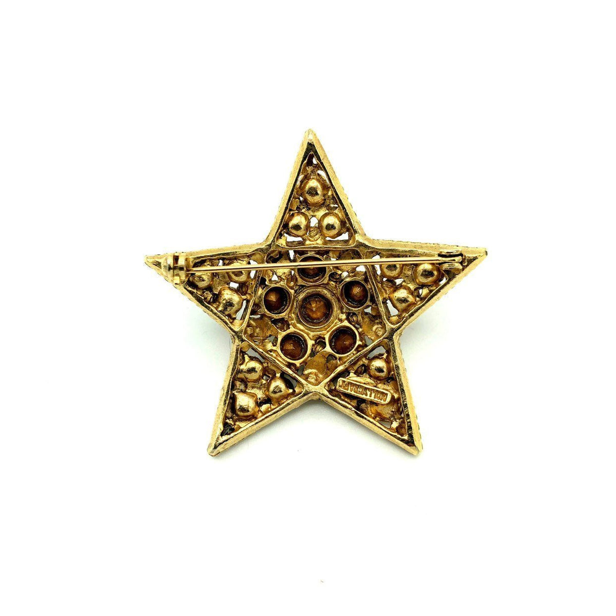 Hollycraft Clear Rhinestone Star Gold Vintage Brooch - 24 Wishes Vintage Jewelry