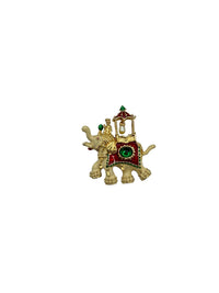 Hutton Wilkinson Gold Mogul Enamel Elephant Statement Brooch - 24 Wishes Vintage Jewelry