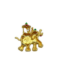 Hutton Wilkinson Gold Mogul Enamel Elephant Statement Brooch - 24 Wishes Vintage Jewelry