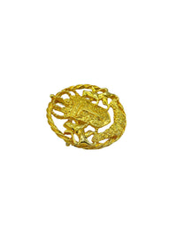 Ivana Gold Round Heraldic Crown Shield Vintage Brooch - 24 Wishes Vintage Jewelry