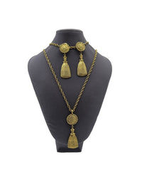 Ivana Vintage Jewelry Set Gold Tassel Clip - on Earring & Pendant - 24 Wishes Vintage Jewelry