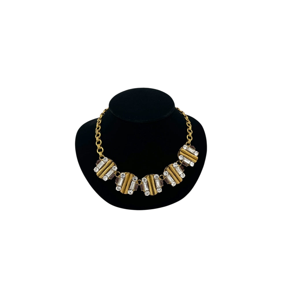 J. Crew Antiqued Gold Medallion & Rhinestone Statement Necklace Necklaces & Pendants 24 Wishes Vintage Jewelry