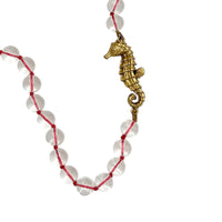 J. Crew Clear Glass Bead Necklace with Gold Seahorse Pendant Coastal Vintage Style Necklaces & Pendants 24 Wishes Vintage Jewelry