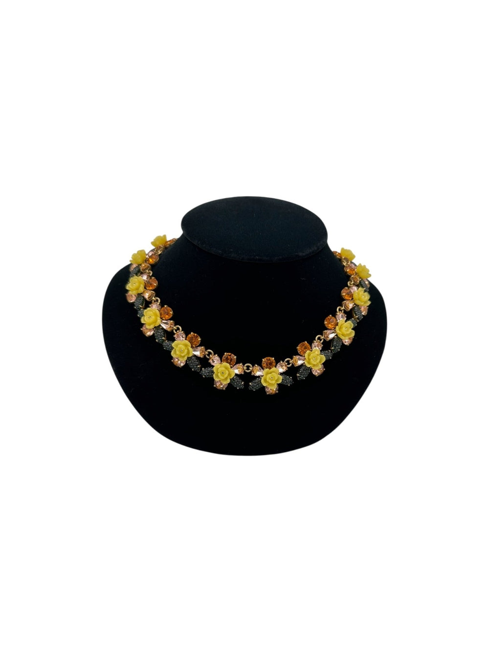 J. Crew Firefly Yellow Flower Statement Necklace Necklaces & Pendants 24 Wishes Vintage Jewelry