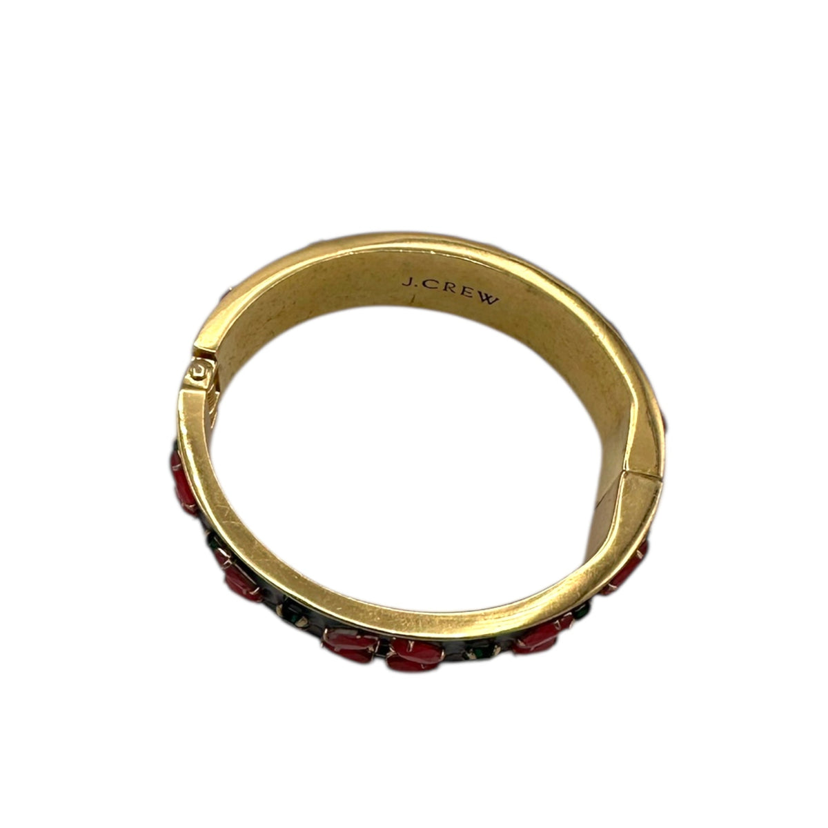 J. Crew Navy Enamel Pink Rhinestone Floral Hinged Bangle Bracelet 24 Wishes Vintage Jewelry