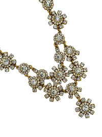J. Crew Vintage Jewelry Layered Clear Rhinestone Floral Statement Bib Necklace - 24 Wishes Vintage Jewelry