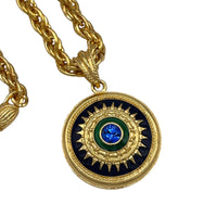 Jacqueline Bouvier Kennedy (JBK) Camrose & Kross Reversible Medallion Pendant Gold Heavy Link Snake Chain - 24 Wishes Vintage Jewelry