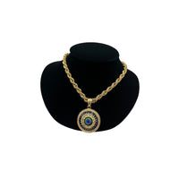 Jacqueline Bouvier Kennedy (JBK) Camrose & Kross Reversible Medallion Pendant Gold Heavy Link Snake Chain - 24 Wishes Vintage Jewelry