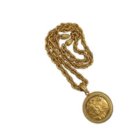 Jacqueline Bouvier Kennedy (JBK) Camrose & Kross Reversible Medallion Pendant Gold Heavy Link Snake Chain - 24 Wishes Vintage Jewelry