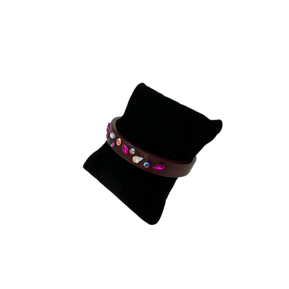 J.Crew Acrylic Jewel Tone Pink Rhinestone Bangle Bracelet 24 Wishes Vintage Jewelry