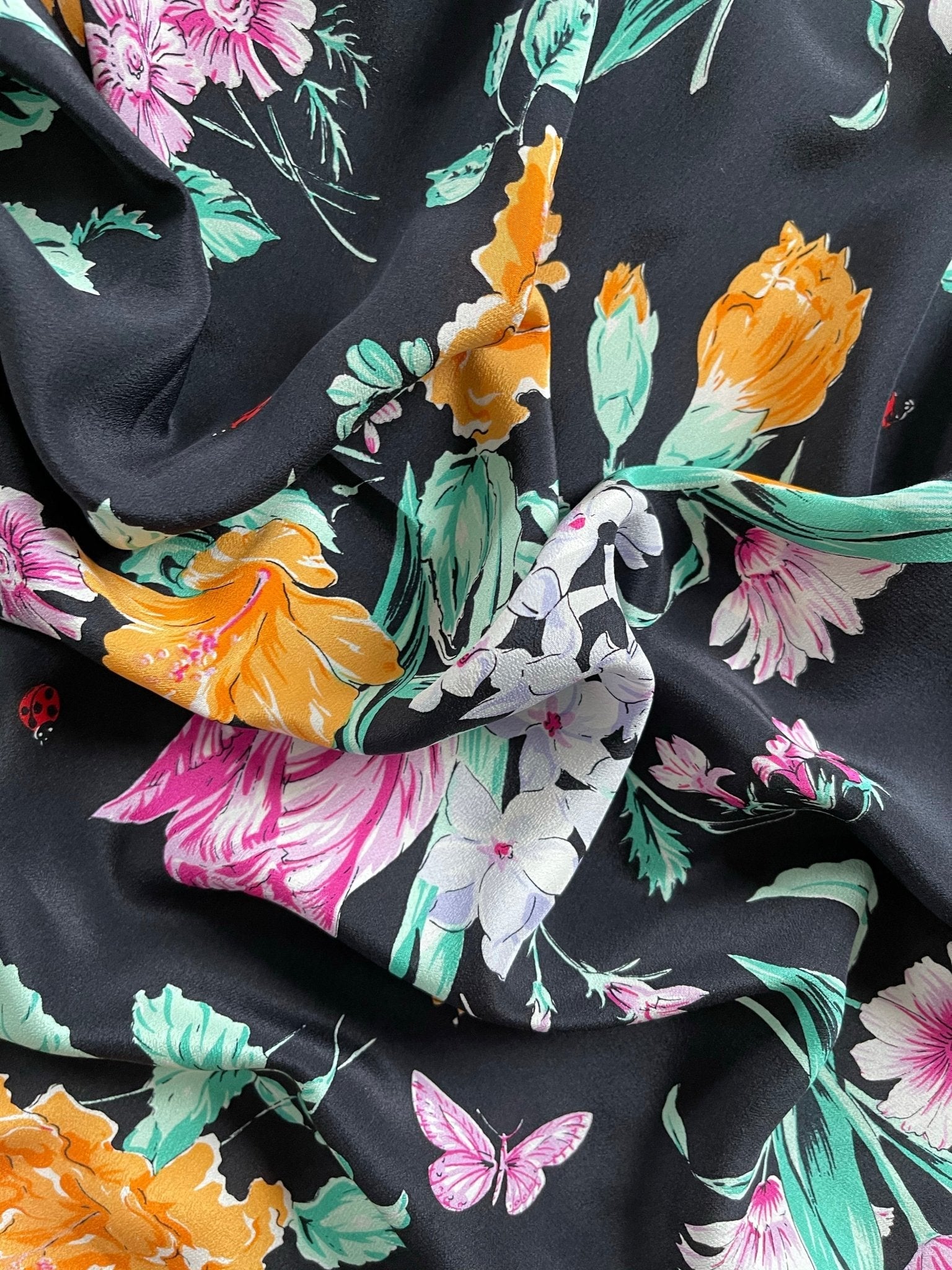 J.G. Hook Blue Floral Vintage Silk Scarf - 24 Wishes Vintage