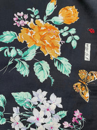 J.G. Hook Blue Floral Vintage Silk Scarf - 24 Wishes Vintage Jewelry