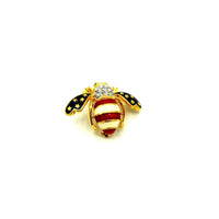 Joan Rivers Blue Stars & Red Stripes Enamel Bee Brooch - 24 Wishes Vintage Jewelry