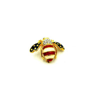 Joan Rivers Blue Stars & Red Stripes Enamel Bee Brooch - 24 Wishes Vintage Jewelry