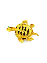 Joan Rivers Brown Enamel & Rhinestone Turtle Vintage Brooch - 24 Wishes Vintage Jewelry