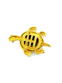 Joan Rivers Brown Enamel & Rhinestone Turtle Vintage Brooch - 24 Wishes Vintage Jewelry
