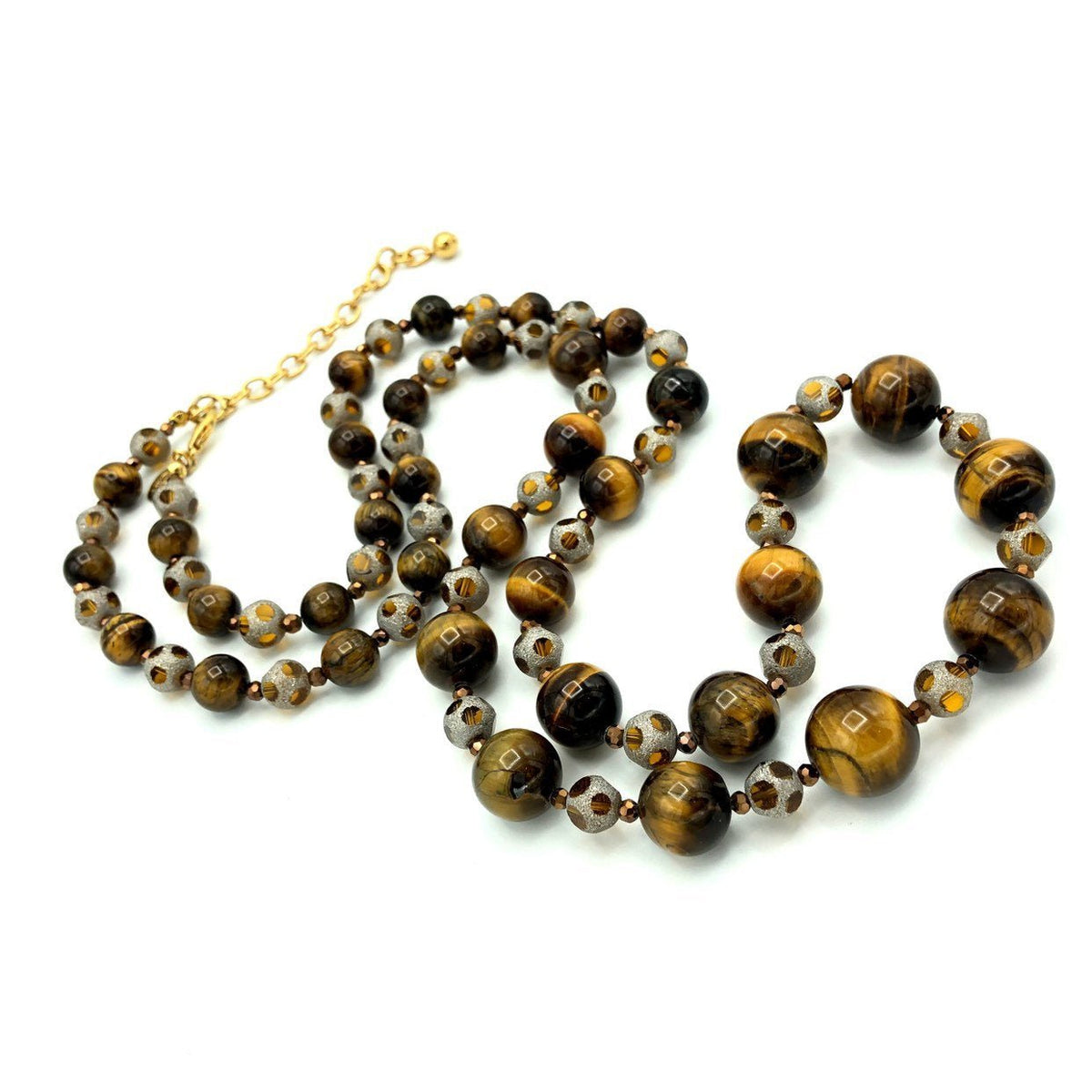 Joan Rivers Brown Tiger Eye Long Bead Vintage Necklace - 24 Wishes Vintage Jewelry