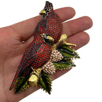 Brooches & PinsJoan Rivers Cardinal Pair Red Pave Crystal Enamel Branch Brooch Pin