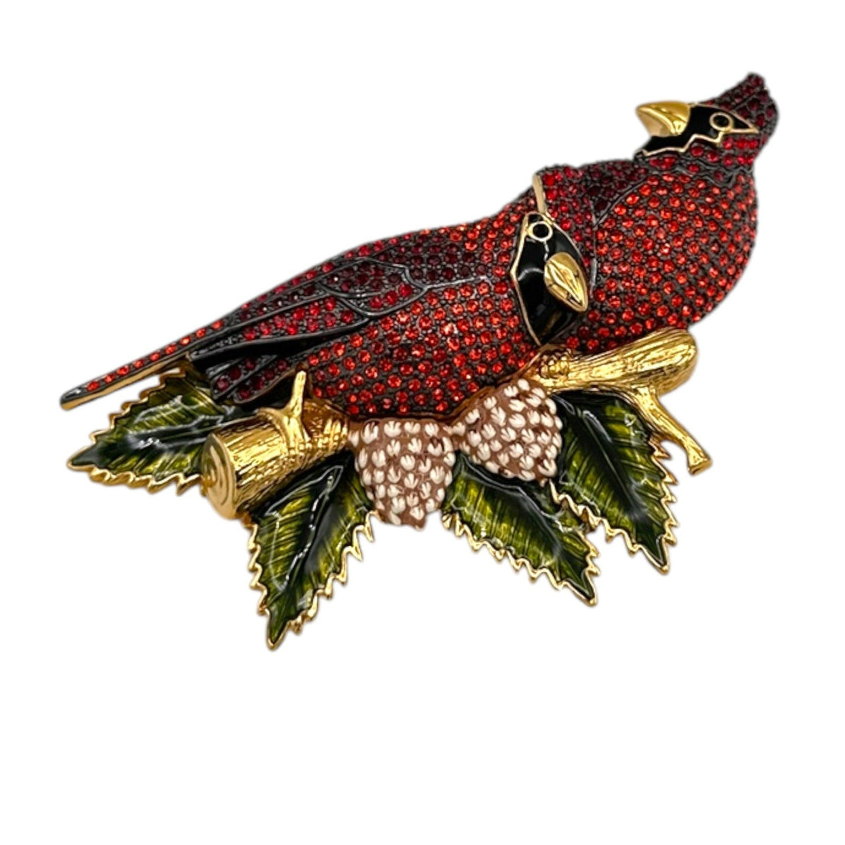 Brooches & PinsJoan Rivers Cardinal Pair Red Pave Crystal Enamel Branch Brooch Pin