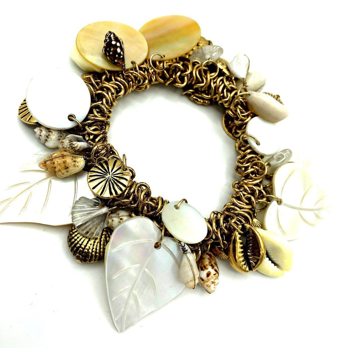 Joan Rivers Classic Collection Seashell Vintage Stretch Charm Bracelet - 24 Wishes Vintage Jewelry