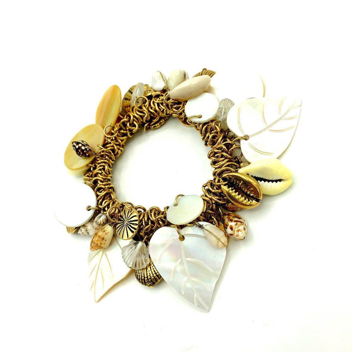 Joan Rivers Classic Collection Seashell Vintage Stretch Charm Bracelet - 24 Wishes Vintage Jewelry