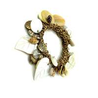 Joan Rivers Classic Collection Seashell Vintage Stretch Charm Bracelet - 24 Wishes Vintage Jewelry