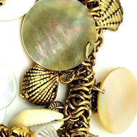 Joan Rivers Classic Collection Seashell Vintage Stretch Charm Bracelet - 24 Wishes Vintage Jewelry