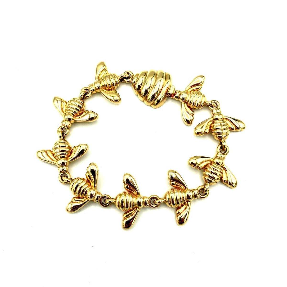 Joan Rivers Gold Bee Link Vintage Stacking Bracelet - 24 Wishes Vintage Jewelry