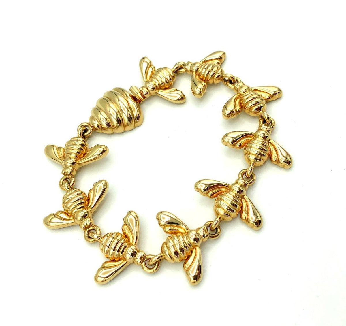 Joan Rivers Gold Bee Link Vintage Stacking Bracelet - 24 Wishes Vintage Jewelry