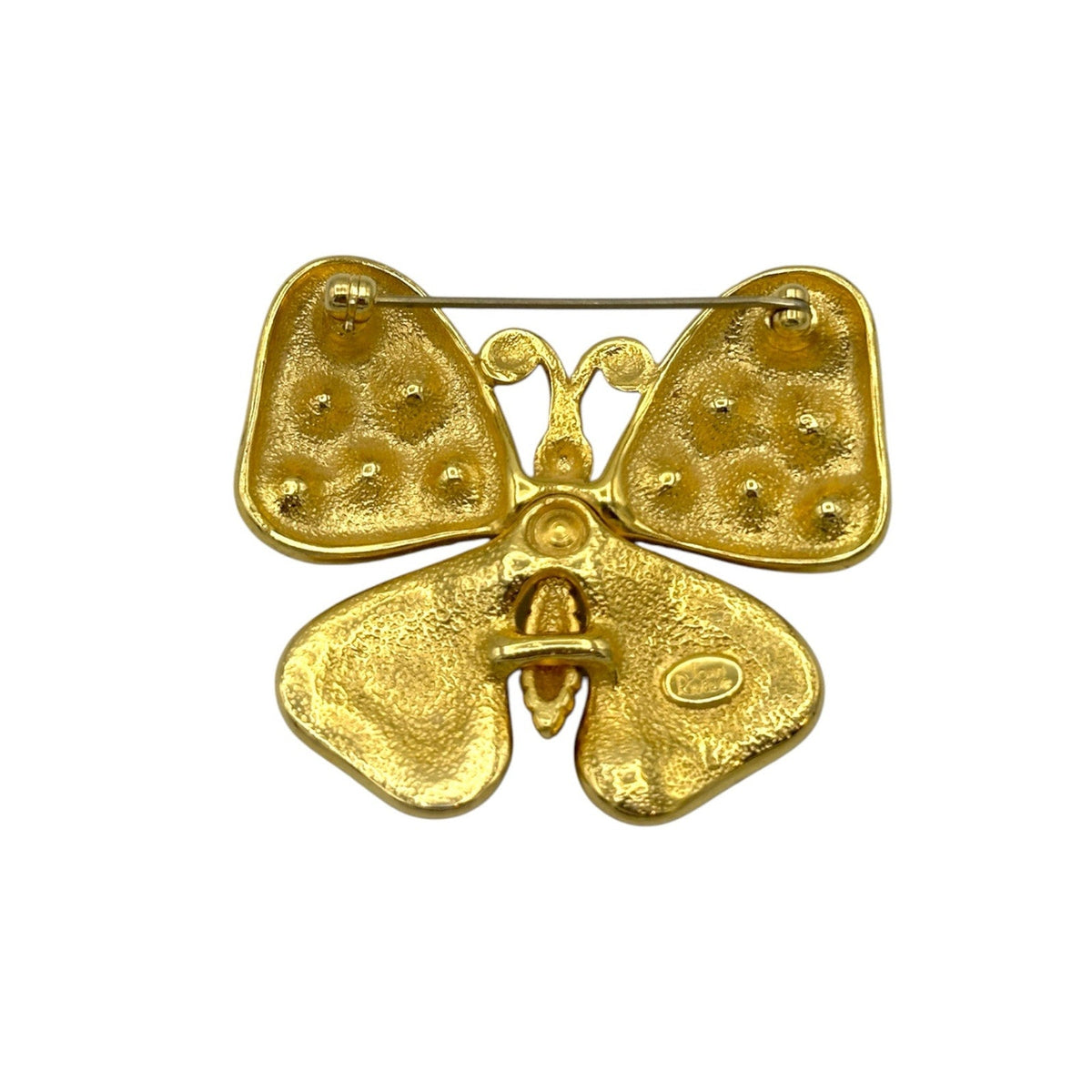 Joan Rivers Gold Butterfly Brooch Multicolor Rhinestones Pin