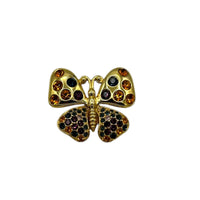 Joan Rivers Gold Butterfly Brooch Multicolor Rhinestones Pin
