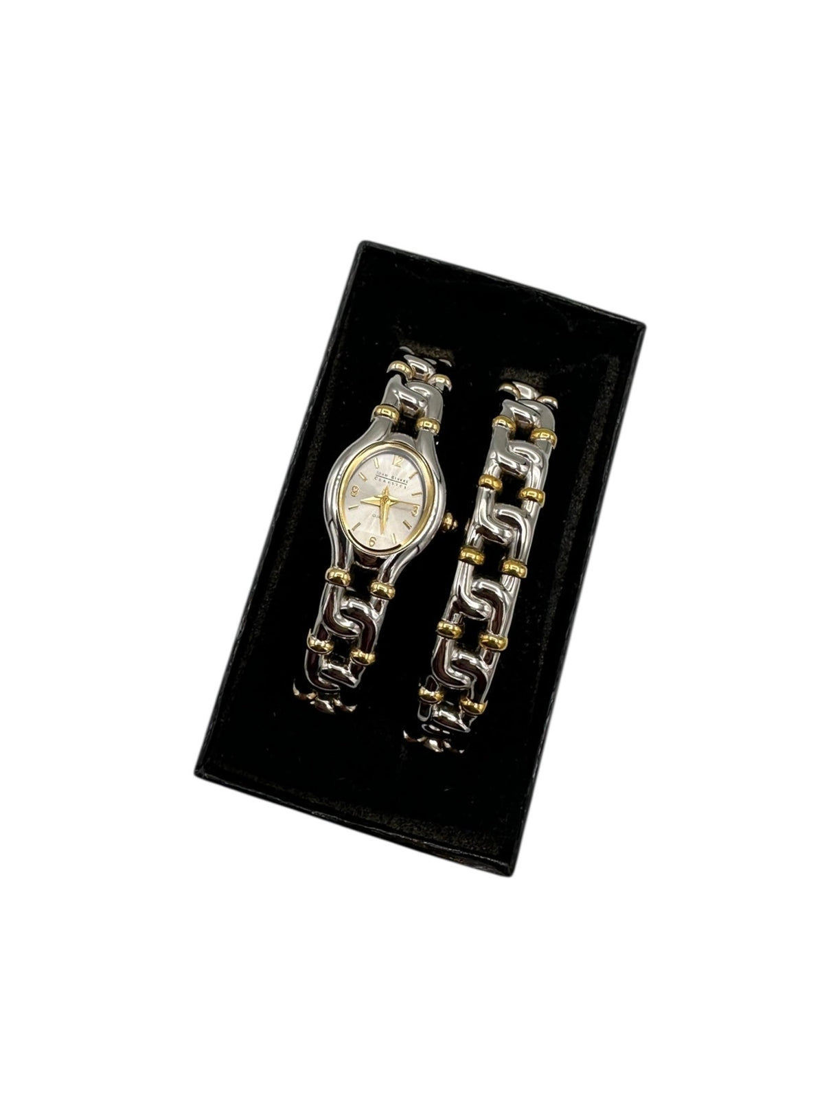 Joan Rivers Gold Chain Link Cuff Wristwatch with Matching Bracelet - 24 Wishes Vintage Jewelry