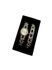 Joan Rivers Gold Chain Link Cuff Wristwatch with Matching Bracelet - 24 Wishes Vintage Jewelry