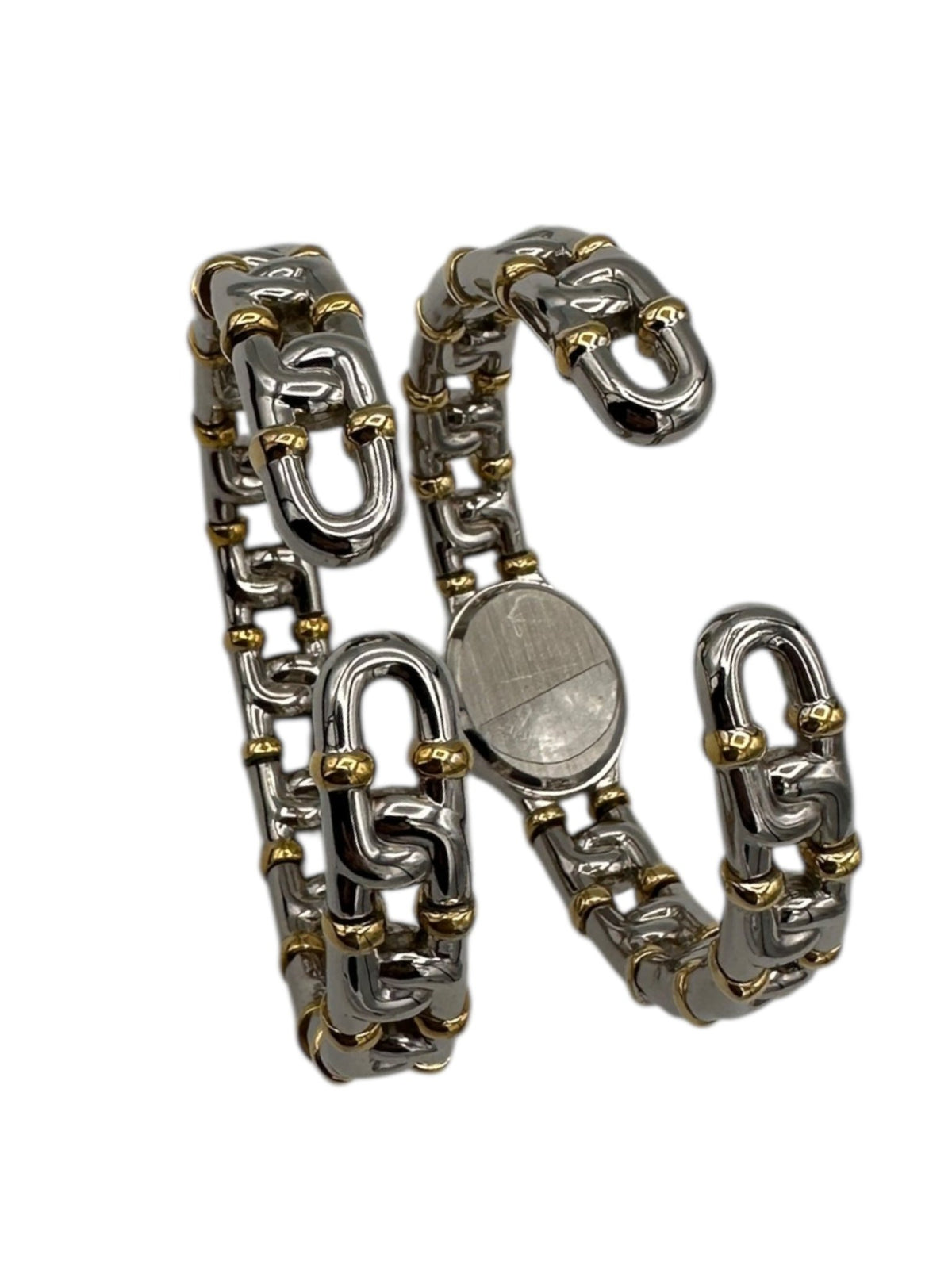 Joan Rivers Gold Chain Link Cuff Wristwatch with Matching Bracelet - 24 Wishes Vintage Jewelry