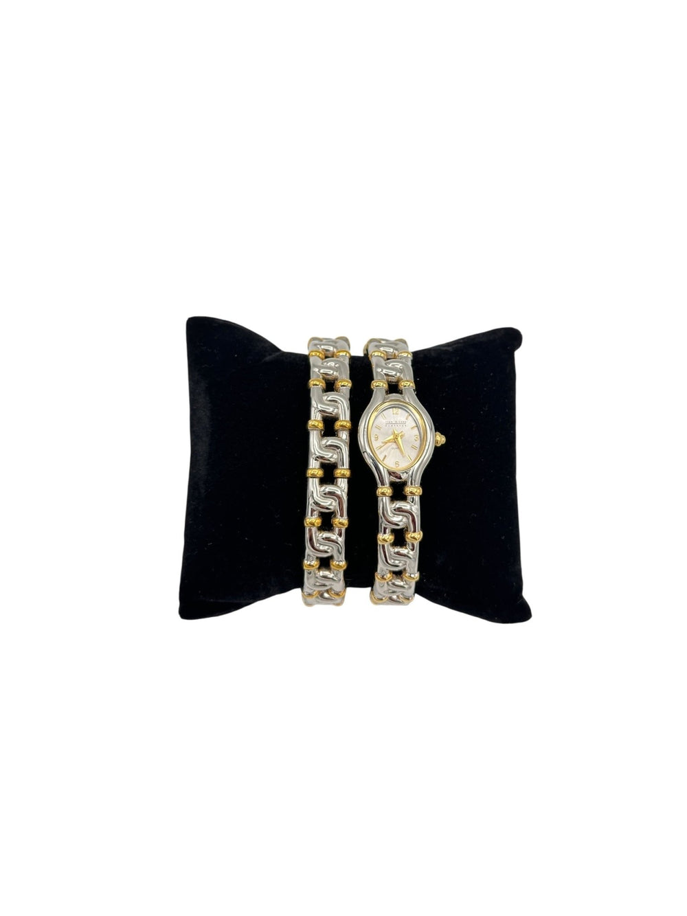 Joan Rivers Gold Chain Link Cuff Wristwatch with Matching Bracelet - 24 Wishes Vintage Jewelry