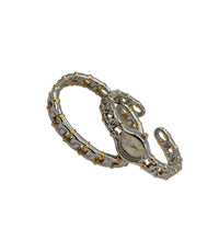 Joan Rivers Gold Chain Link Cuff Wristwatch with Matching Bracelet - 24 Wishes Vintage Jewelry