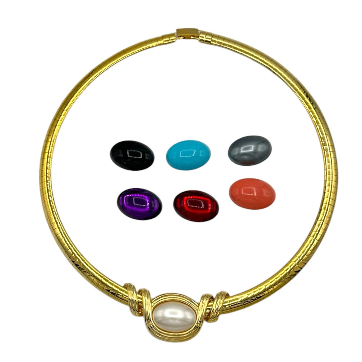 Necklaces & PendantsJoan Rivers Gold Omega Interchangeable Resin Cabochon Necklace