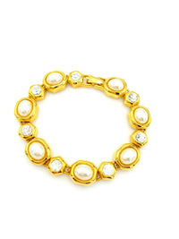 Joan Rivers Gold Pearl & Rhinestone Vintage Stacking Bracelet - 24 Wishes Vintage Jewelry