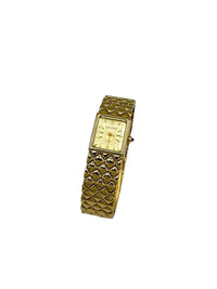 Joan Rivers Gold Quilted Band Beveled Face Wristwatch - 24 Wishes Vintage Jewelry