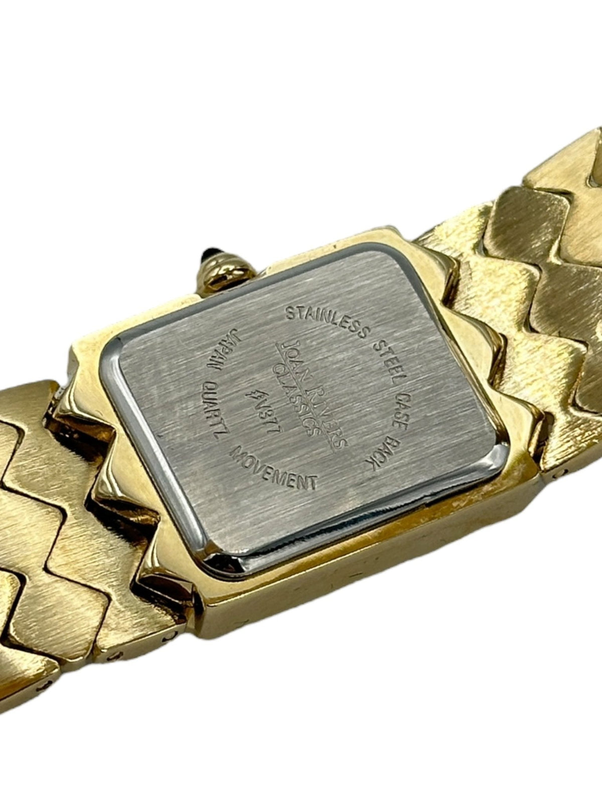 Joan Rivers Gold Quilted Band Beveled Face Wristwatch - 24 Wishes Vintage Jewelry