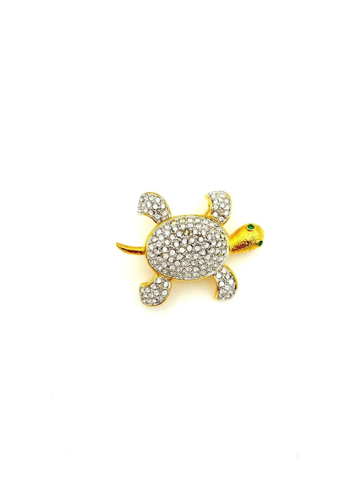 Joan Rivers Gold Rhinestone Pave Turtle Brooch Pin - 24 Wishes Vintage Jewelry