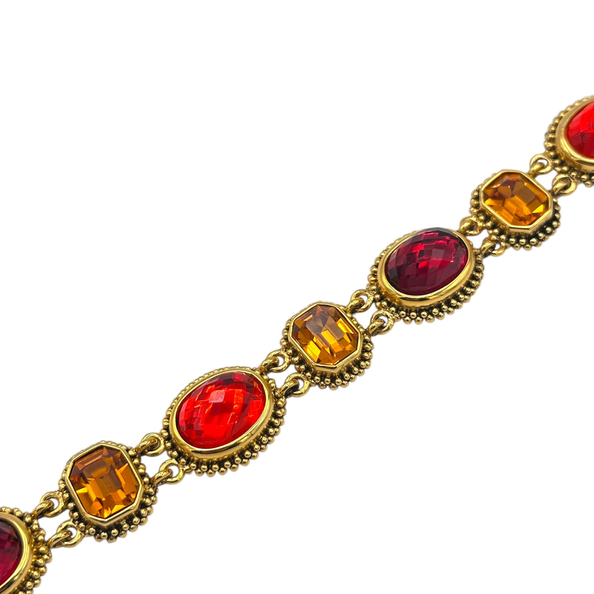 Joan Rivers Gold Statement Orange Rhinestone Panel Bracelet - 24 Wishes Vintage Jewelry