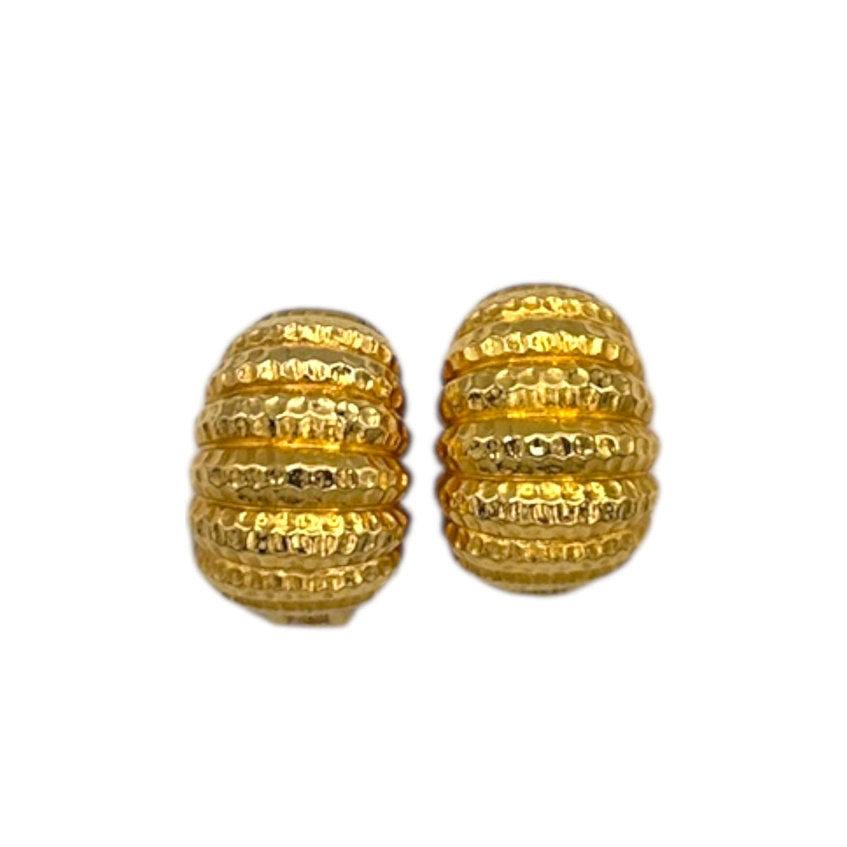 Joan Rivers Gold Textured Scallop Vintage Clip - On Earrings Earrings 24 Wishes Vintage Jewelry