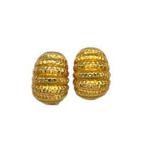 Joan Rivers Gold Textured Scallop Vintage Clip - On Earrings Earrings 24 Wishes Vintage Jewelry