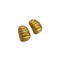 Joan Rivers Gold Textured Scallop Vintage Clip - On Earrings Earrings 24 Wishes Vintage Jewelry