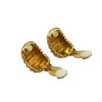Joan Rivers Gold Textured Scallop Vintage Clip - On Earrings Earrings 24 Wishes Vintage Jewelry