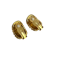 Joan Rivers Gold Textured Scallop Vintage Clip - On Earrings Earrings 24 Wishes Vintage Jewelry