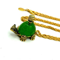 Joan Rivers Green Turtle Vintage Pendant - 24 Wishes Vintage Jewelry