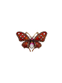 Joan Rivers Large Cabochon & Rhinestone Embellished Butterfly Brooch - 24 Wishes Vintage Jewelry