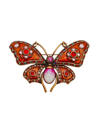 Joan Rivers Large Cabochon & Rhinestone Embellished Butterfly Brooch - 24 Wishes Vintage Jewelry